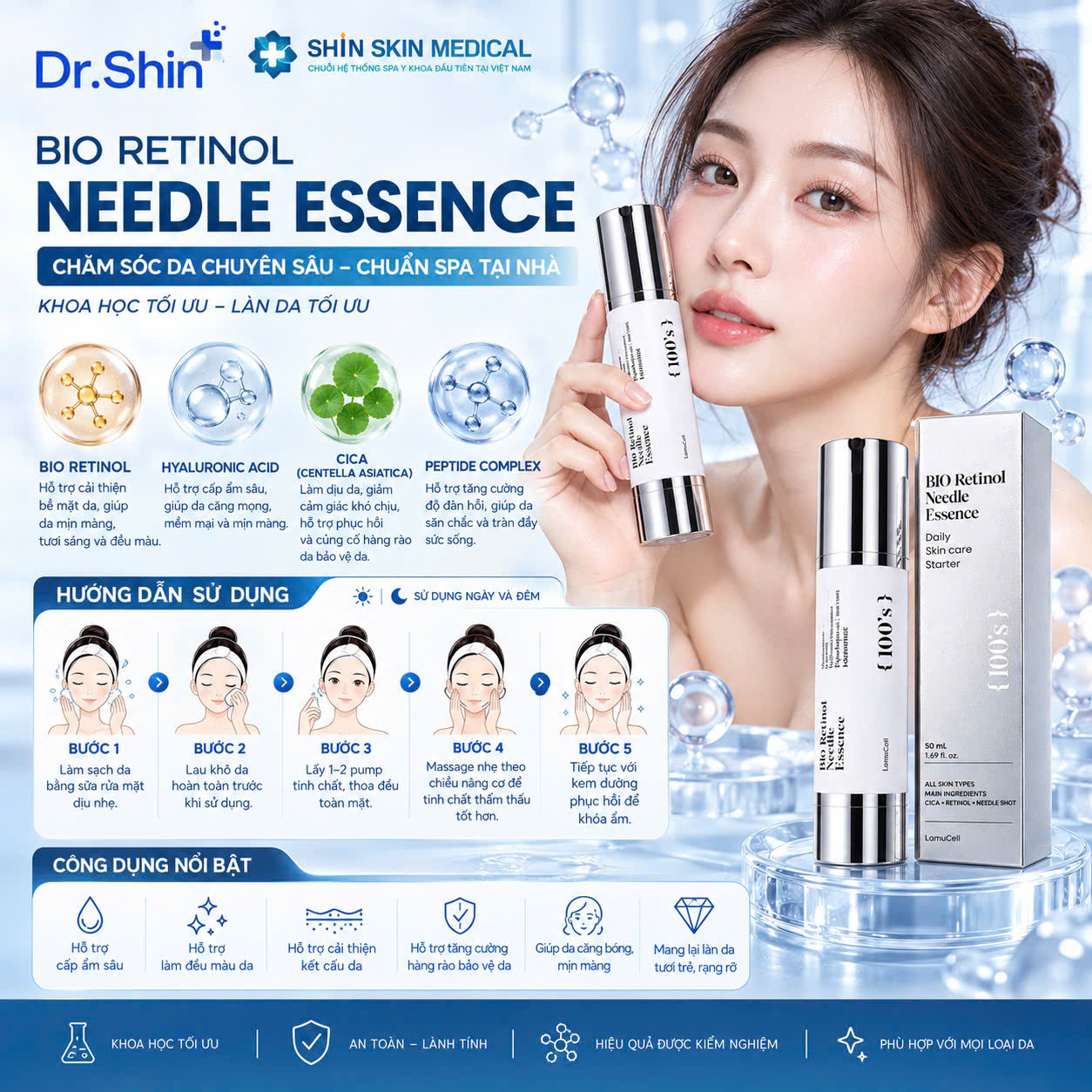 Tinh Chất Vi Kim Bio Retinol LamuCell 100 Shot 50ml – Dưỡng Ẩm, Hỗ Trợ Da Mịn Màng 5