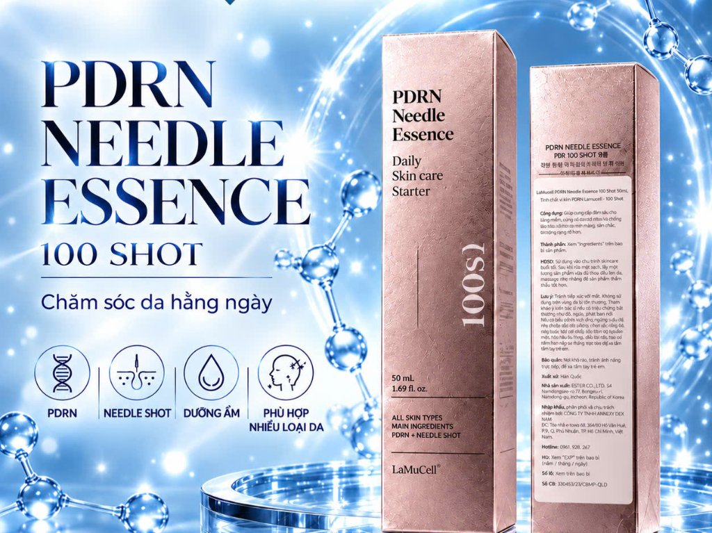 Tinh Chất Vi Kim PDRN LamuCell 100 Shot Hàn Quốc 50ml – Dưỡng Ẩm, Hỗ Trợ Da Căng Mịn