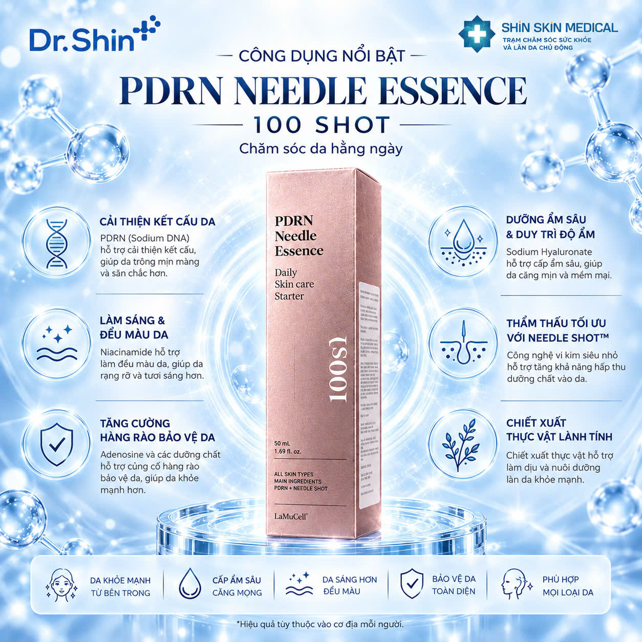Tinh Chất Vi Kim PDRN LamuCell 100 Shot Hàn Quốc 50ml – Dưỡng Ẩm, Hỗ Trợ Da Căng Mịn 4