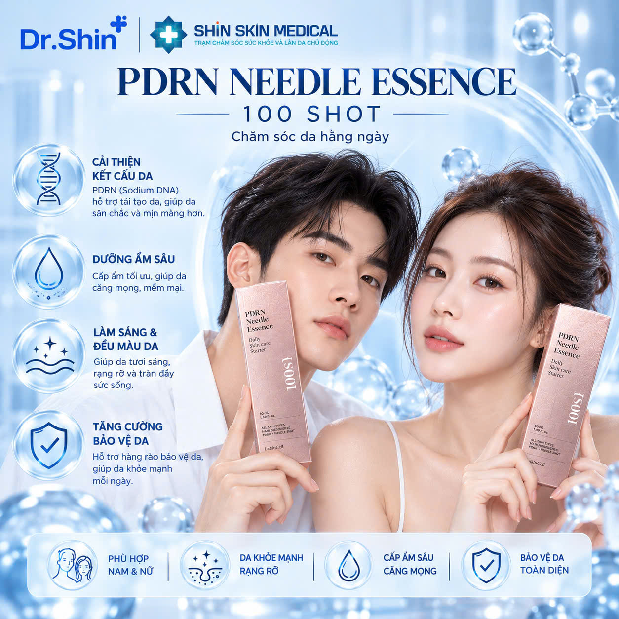 Tinh Chất Vi Kim PDRN LamuCell 100 Shot Hàn Quốc 50ml – Dưỡng Ẩm, Hỗ Trợ Da Căng Mịn 5