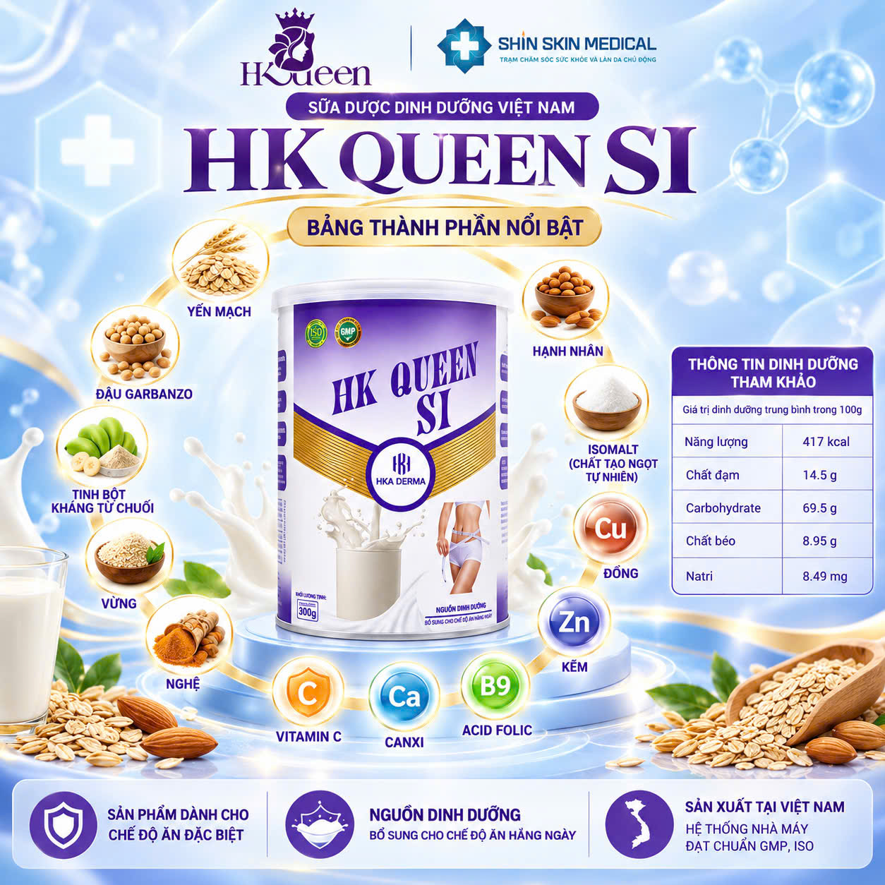 Bột Dinh Dưỡng HK QUEEN SI 300g – Yến Mạch, Hạnh Nhân, Ngũ Cốc & Hạt 2