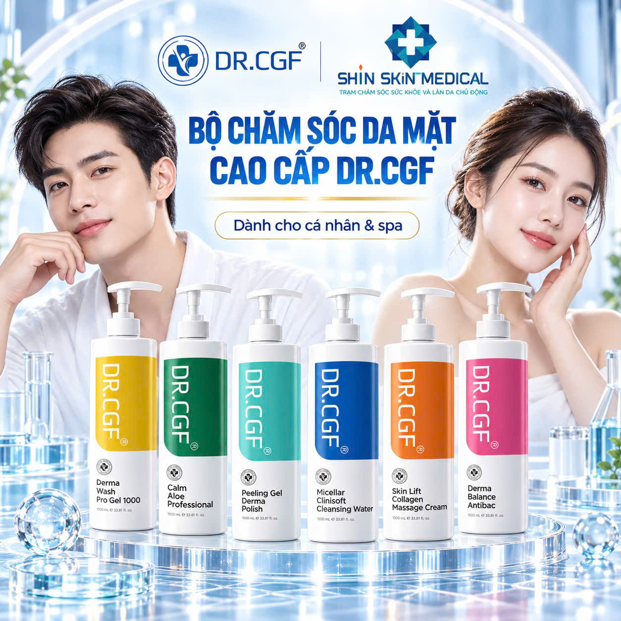 Bộ Chăm Sóc Da DR.CGF Signature 6 Chai 1000ml – Quy Trình 6 Bước Cho Gia Đình & Spa 3